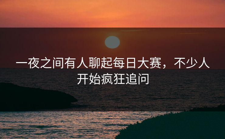 一夜之间有人聊起每日大赛，不少人开始疯狂追问