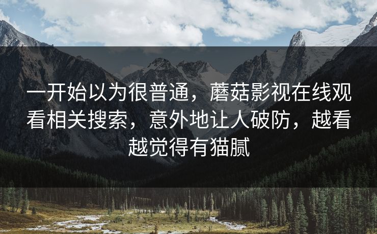 一开始以为很普通，蘑菇影视在线观看相关搜索，意外地让人破防，越看越觉得有猫腻