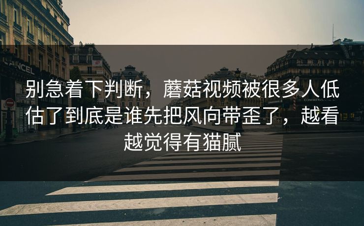 别急着下判断，蘑菇视频被很多人低估了到底是谁先把风向带歪了，越看越觉得有猫腻