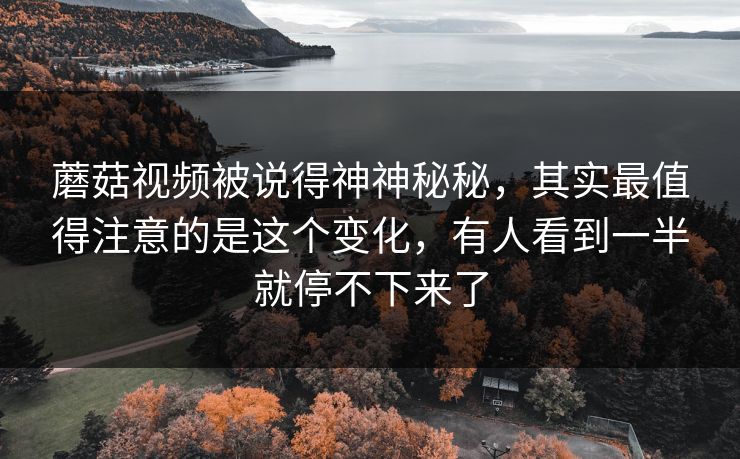 蘑菇视频被说得神神秘秘，其实最值得注意的是这个变化，有人看到一半就停不下来了