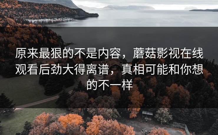 原来最狠的不是内容，蘑菇影视在线观看后劲大得离谱，真相可能和你想的不一样