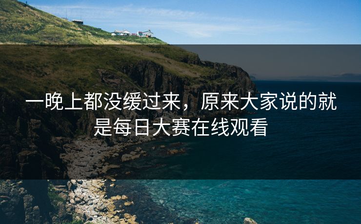 一晚上都没缓过来，原来大家说的就是每日大赛在线观看