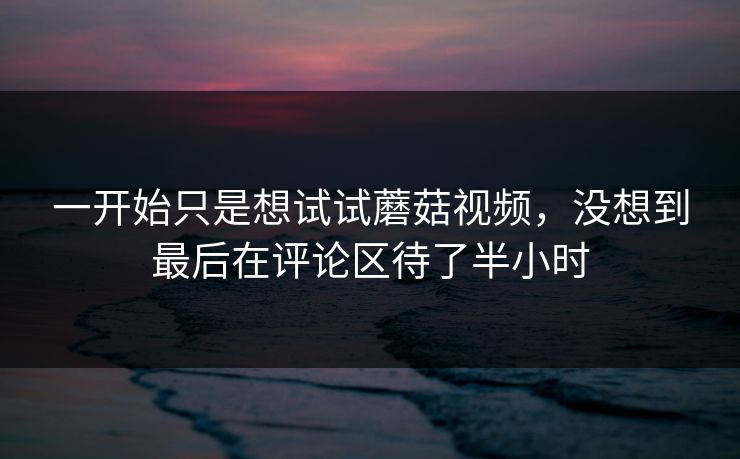 一开始只是想试试蘑菇视频,没想到最后在评论区待了半小时 一开始只是想试试蘑菇视频,没想到最后在评论区待了半小时