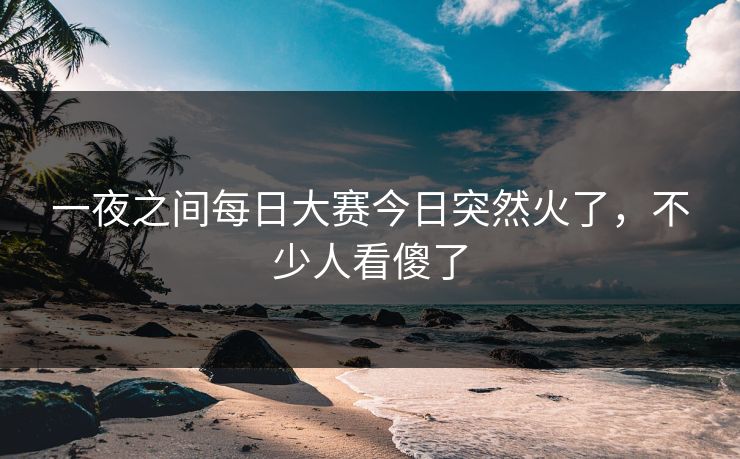 一夜之间每日大赛今日突然火了，不少人看傻了