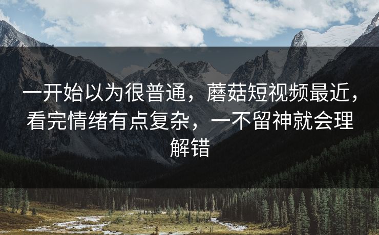 一开始以为很普通，蘑菇短视频最近，看完情绪有点复杂，一不留神就会理解错