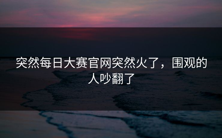 突然每日大赛官网突然火了,围观的人吵翻了 突然每日大赛官网突然火了,围观的人吵翻了