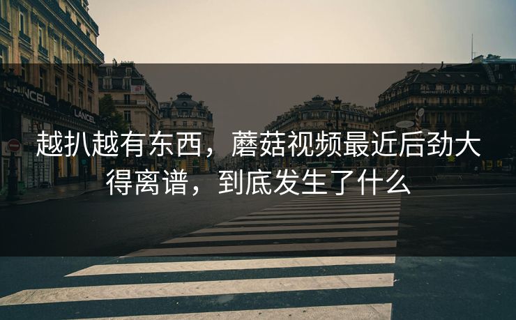 越扒越有东西，蘑菇视频最近后劲大得离谱，到底发生了什么