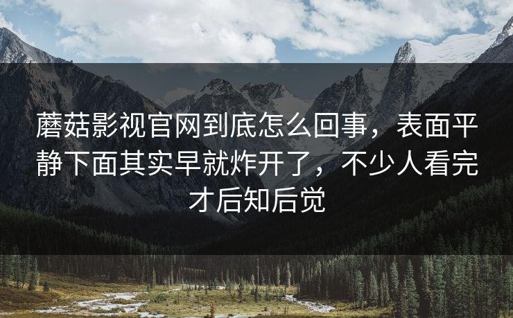 蘑菇影视官网到底怎么回事,表面平静下面其实早就炸开了,不少人看完才后知后觉 蘑菇影视官网到底怎么回事,表面平静下面其实早就炸开了,不少人看完才后知后觉