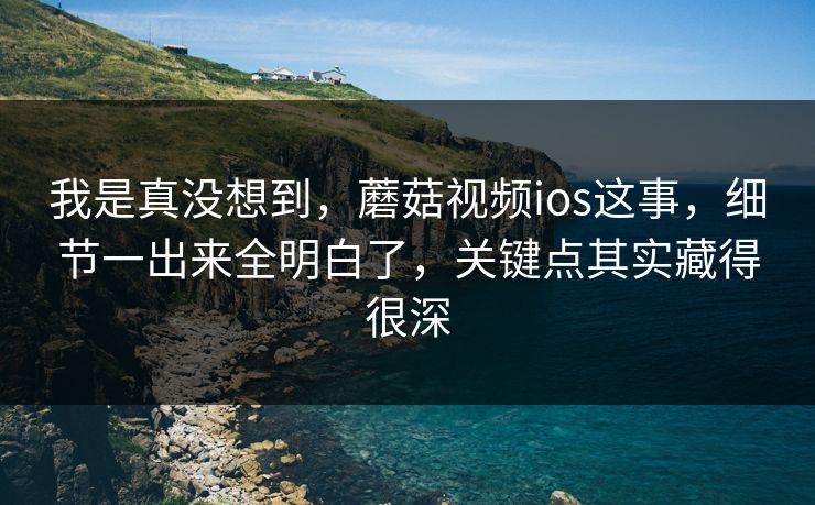 我是真没想到，蘑菇视频ios这事，细节一出来全明白了，关键点其实藏得很深