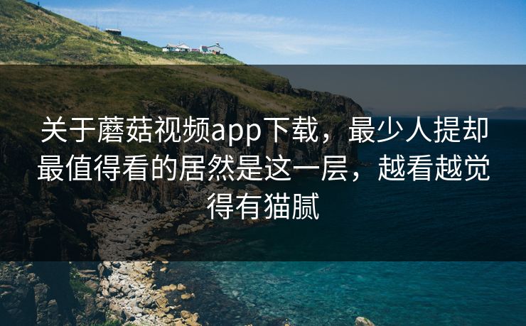 关于蘑菇视频app下载，最少人提却最值得看的居然是这一层，越看越觉得有猫腻