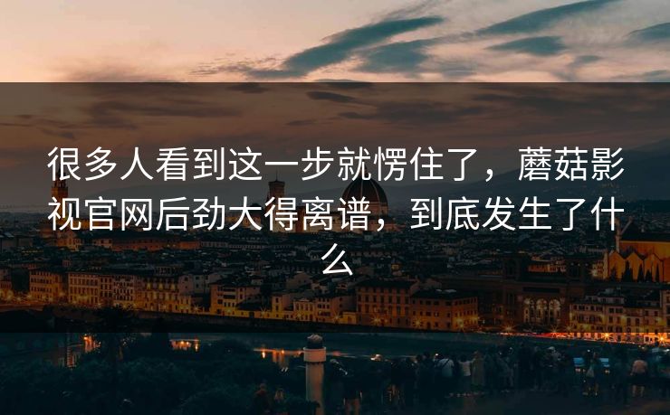 很多人看到这一步就愣住了，蘑菇影视官网后劲大得离谱，到底发生了什么