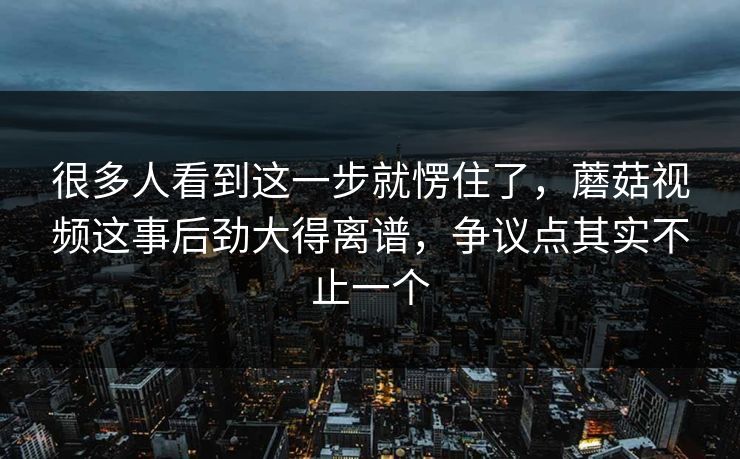 很多人看到这一步就愣住了，蘑菇视频这事后劲大得离谱，争议点其实不止一个